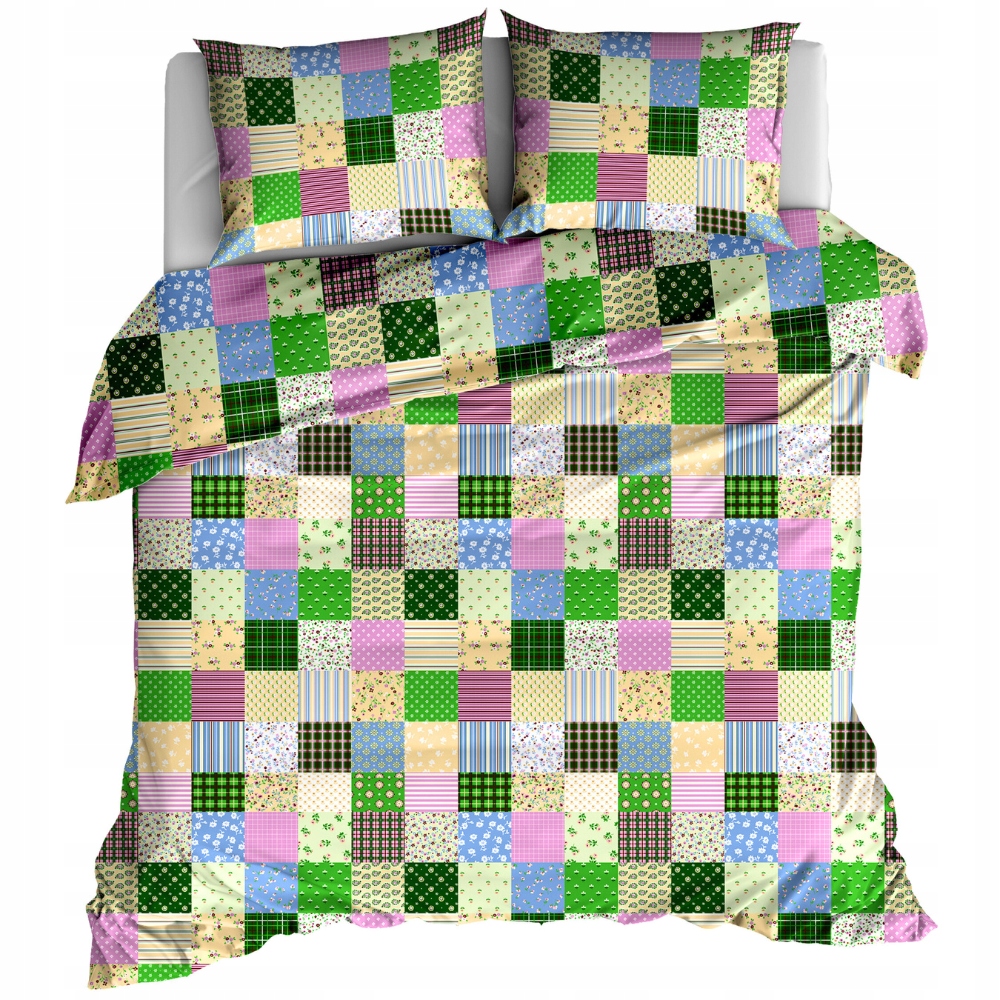Komplet Pościeli 160x200+2x70/80 z Bawełny 100% Patchwork kolorowy