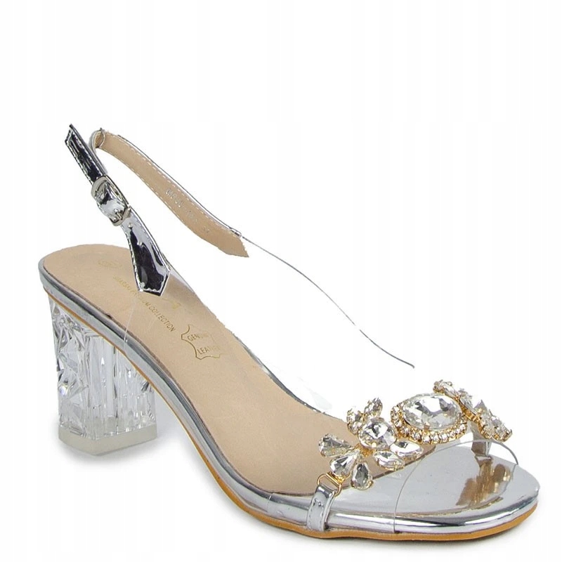 S.barski MR38-444 Transparentní Sandály S Ozdobou, Stříbrné 37