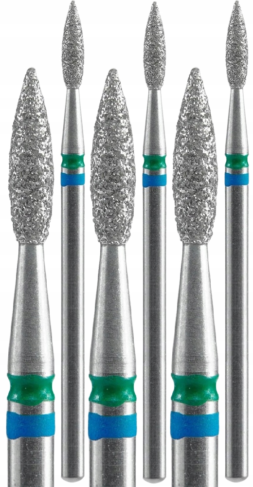 3 ks Staleks Diamantová fréza Duo Plamínek Modro-zelený Průměr 2,1 mm