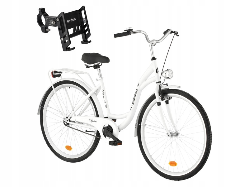 Rower miejski Indiana Moena 28 cali damski Biały Uchwyt na telefon