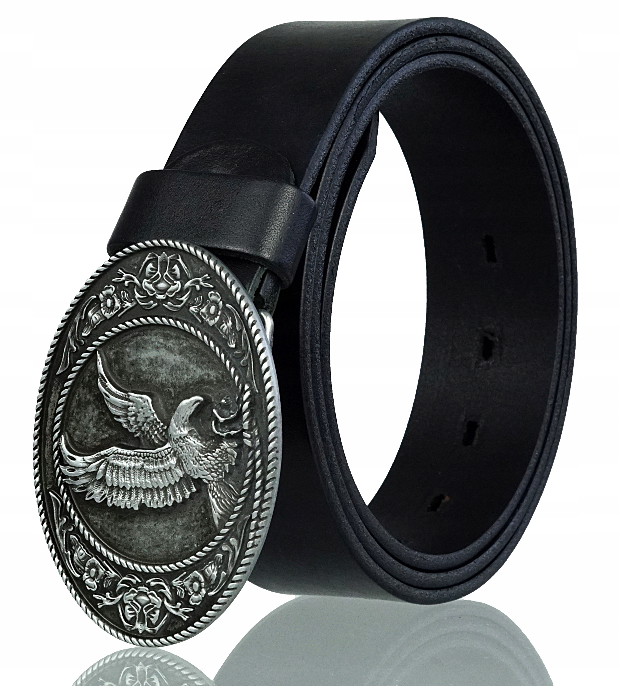 SKÓRZANY PASEK MYŚLIWEGO BLAKARDO 4 CM ORZEŁ