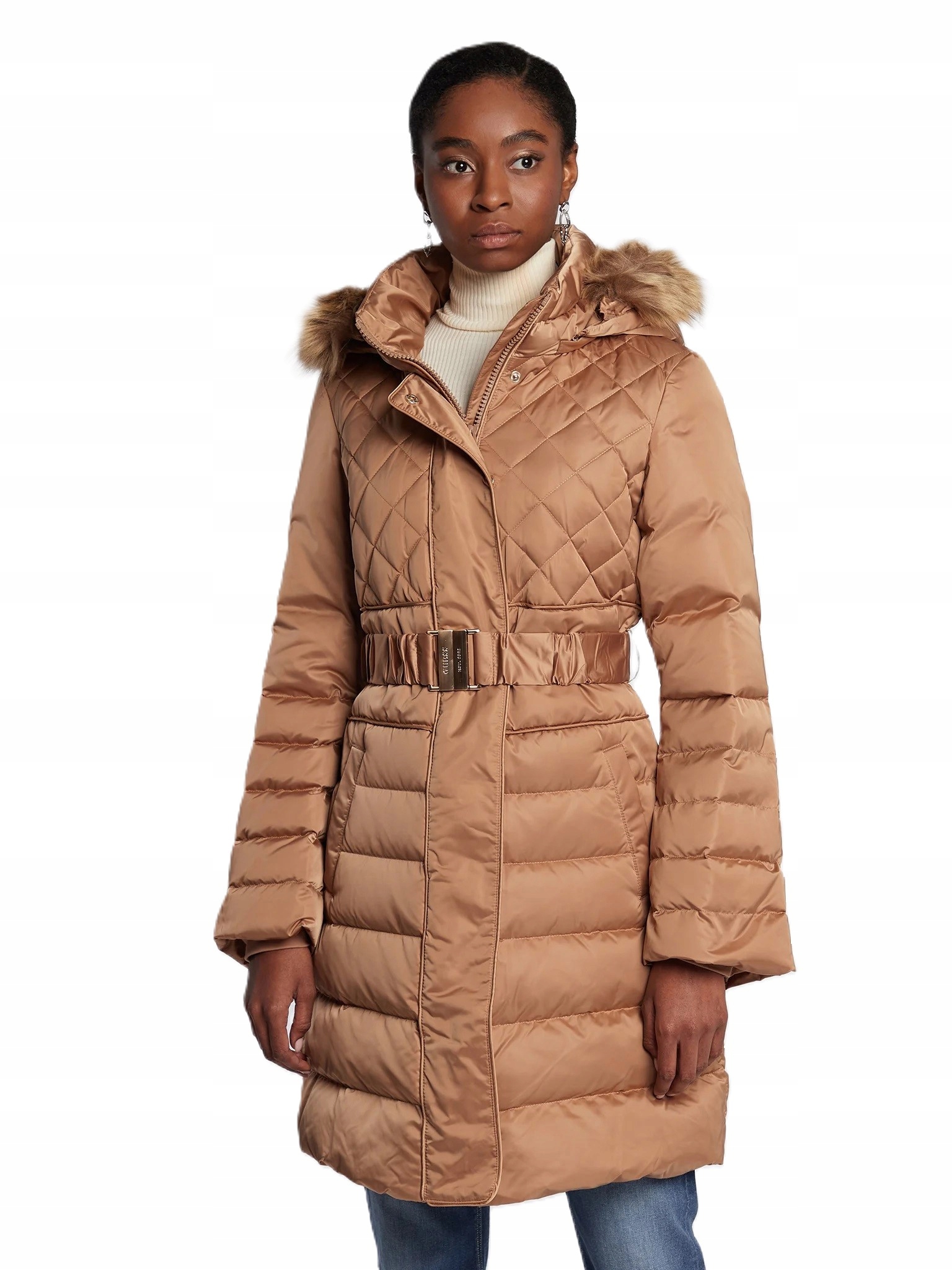 Guess Coat Płaszcz Złoty Damski Xs