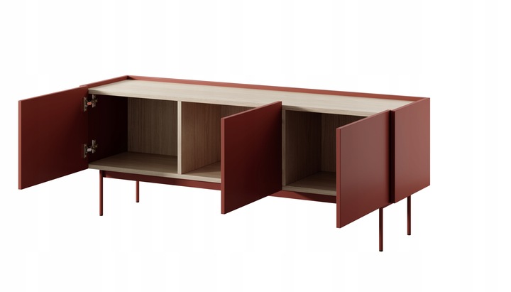 Szafka Rtv COLOR na metalowych nogach ceremic red Marka Piaski