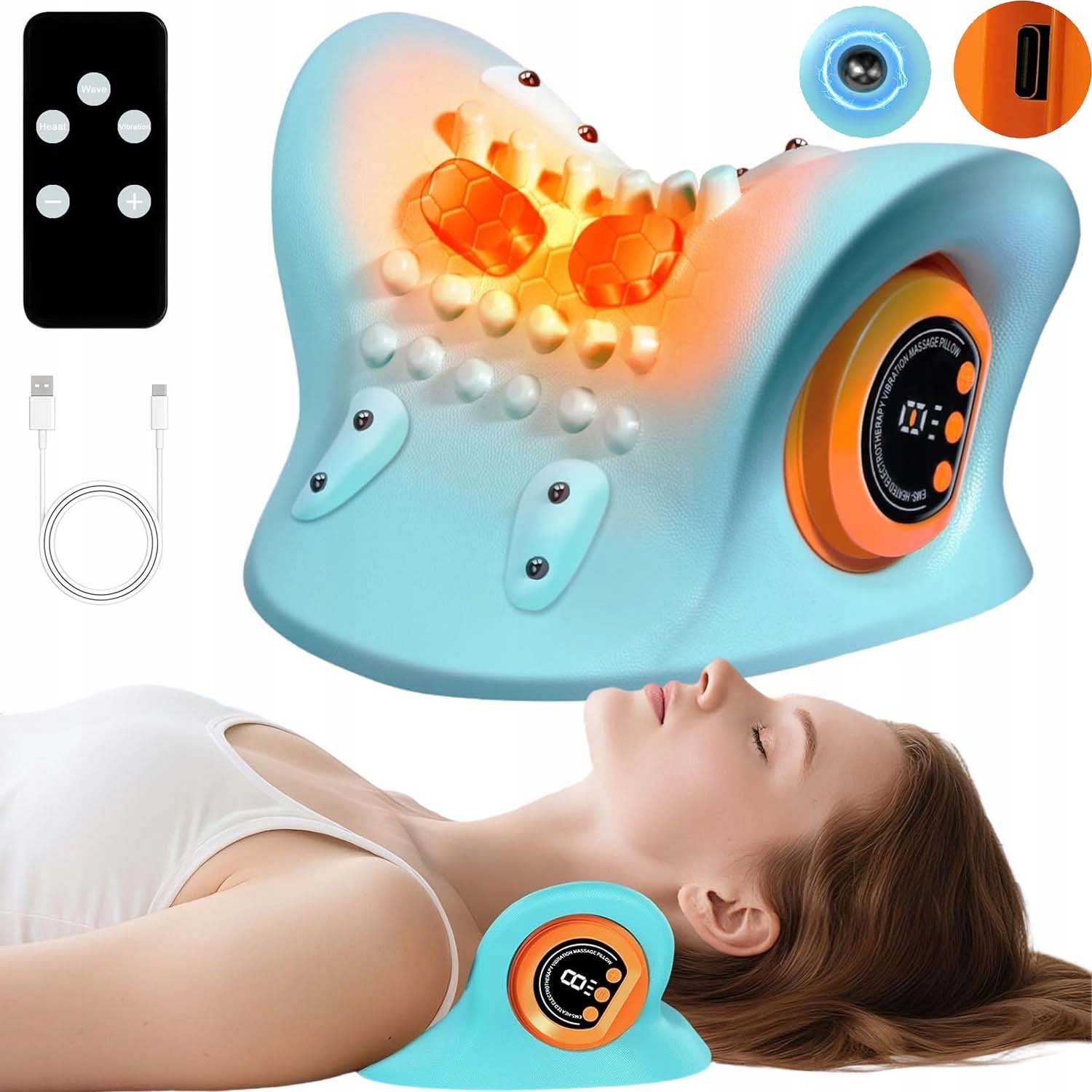 Elektrická Polštář Pro Masáž Krku S Funkcí Vyhřívání Ems, Stimulace Usb