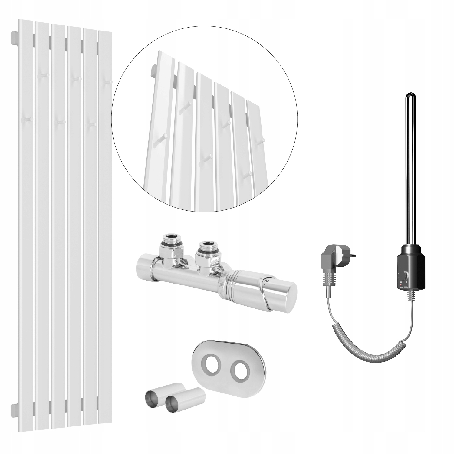 Set Vodovodní a elektrický ohřívač Bellohook 120x45 Bílý Lesk