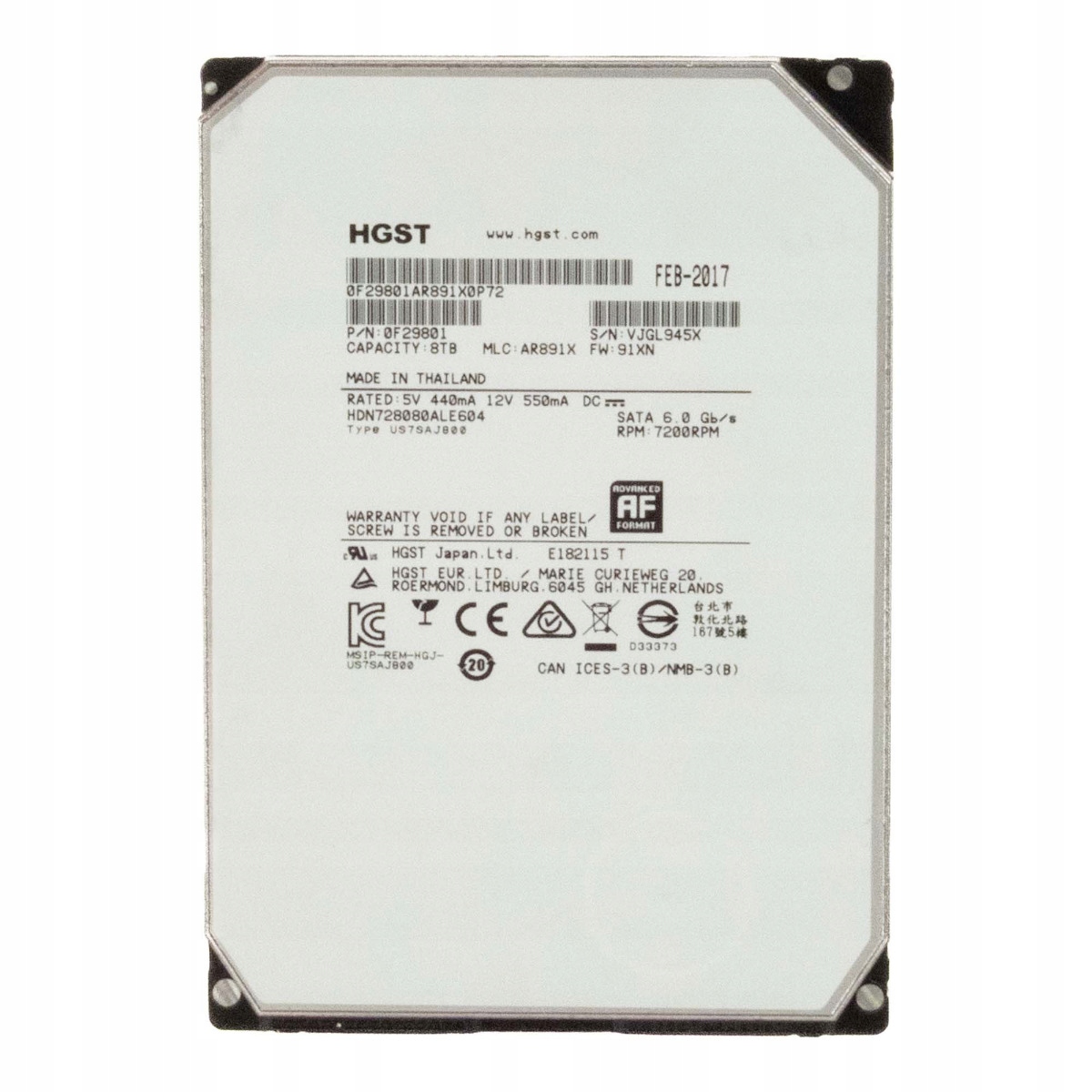 Hgst DeskStar Nas 8TB 7,2K 128MB Sata III 3,5'' HDN728080ALE604