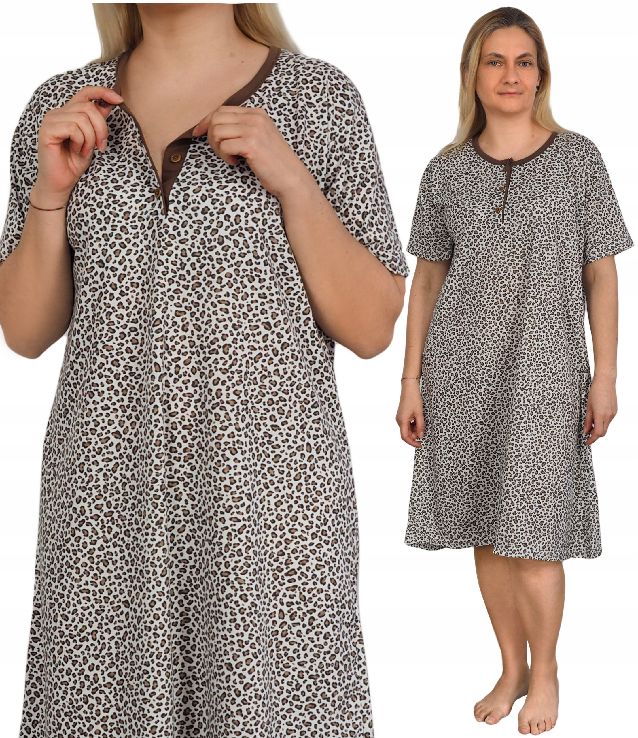 Pamut Női Hálóing 2XL Plus Size XXL-es méret leopárdmintás