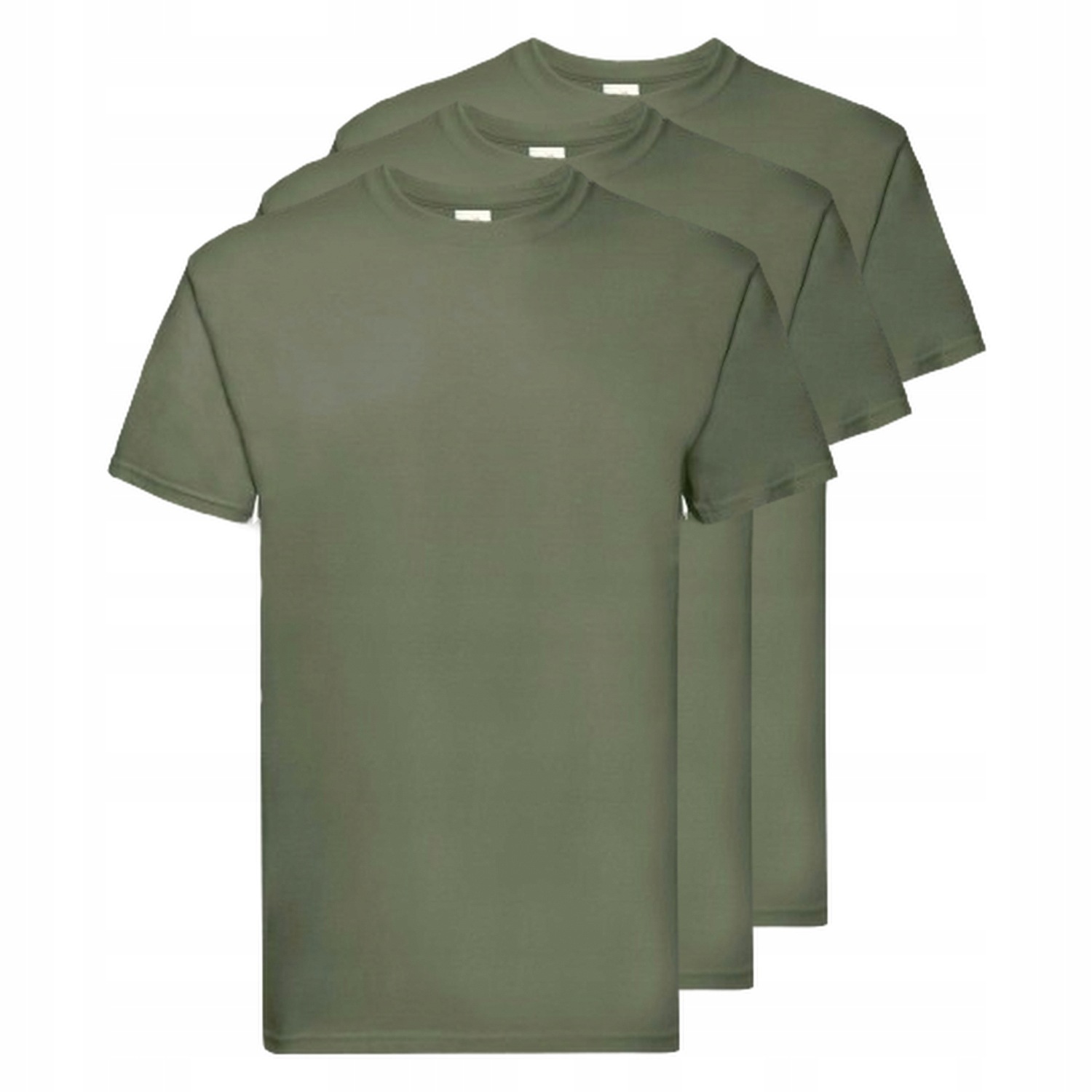 3x Tričko Fruit of the Loom Klasická olivová barva 3XL