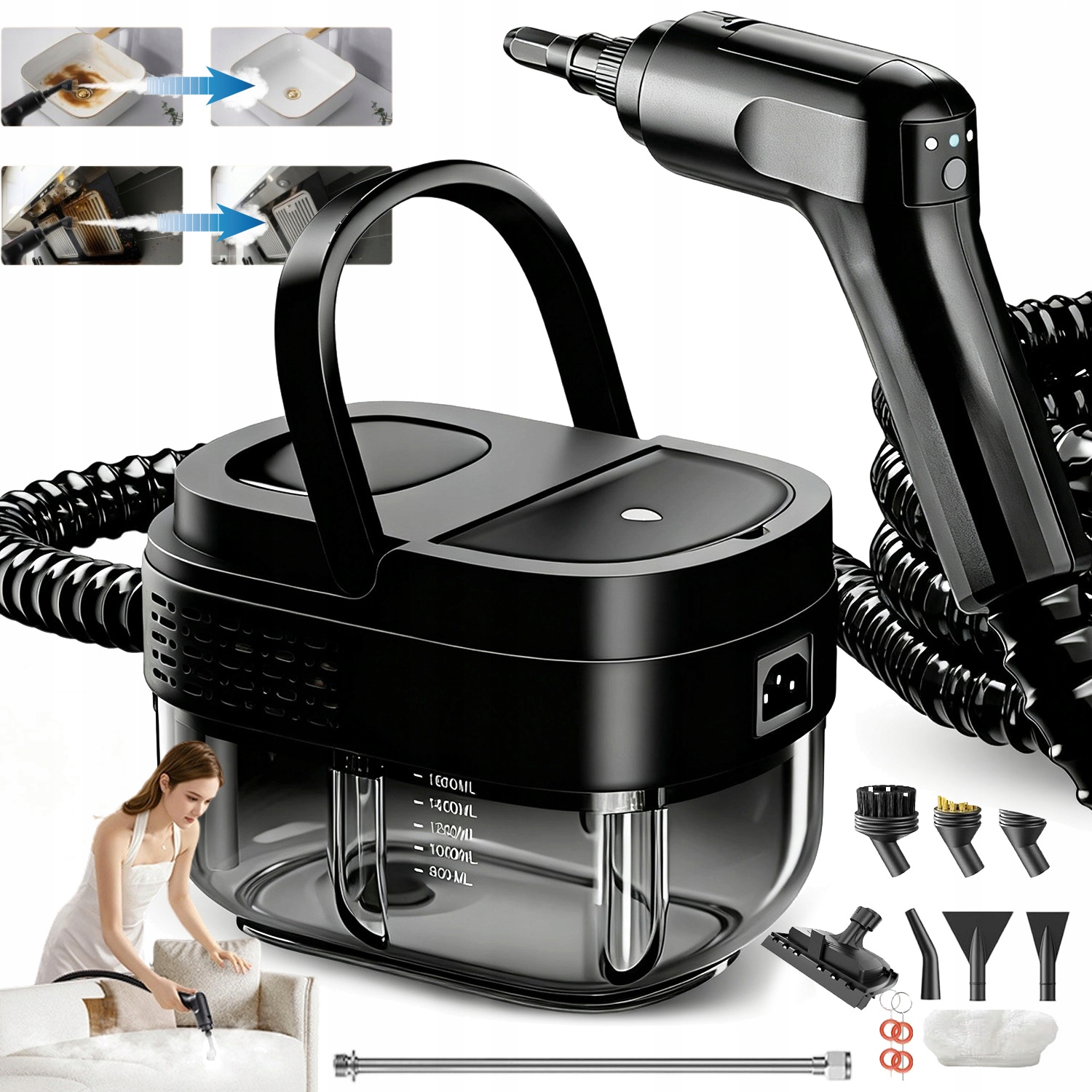 Parní Čistič Oken, Parní Čistič Oken S Nádrží 1600 ML 1,47 M Hadice