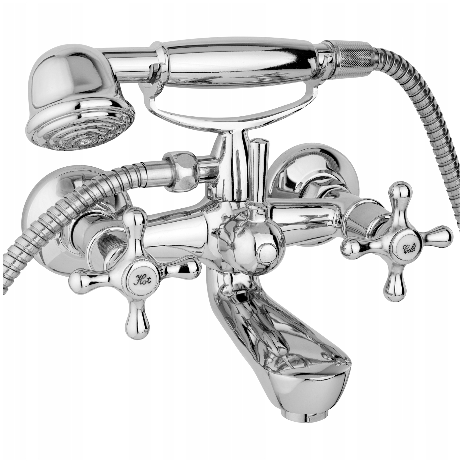 Vanová Nástěnná Sprchová Baterie Baterie Sprchová Hlavice Sada Hadice Retro Chrom