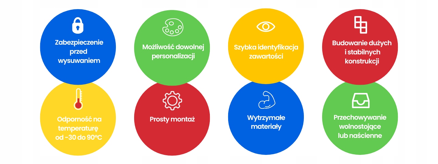 Szufladki dla dzieci na klocki LEGO 4 szt. Głębokość mebla 13.5 cm