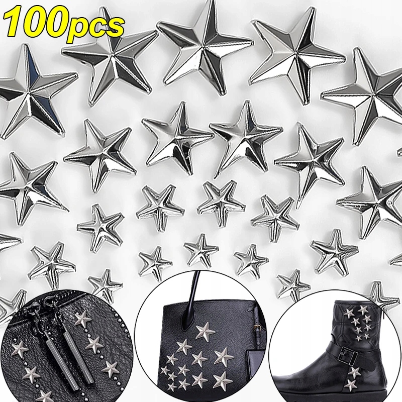 10-100Pcs Metal Star Rivets Leather Craft DIY Studs Spikes Spots Nails Marka inna