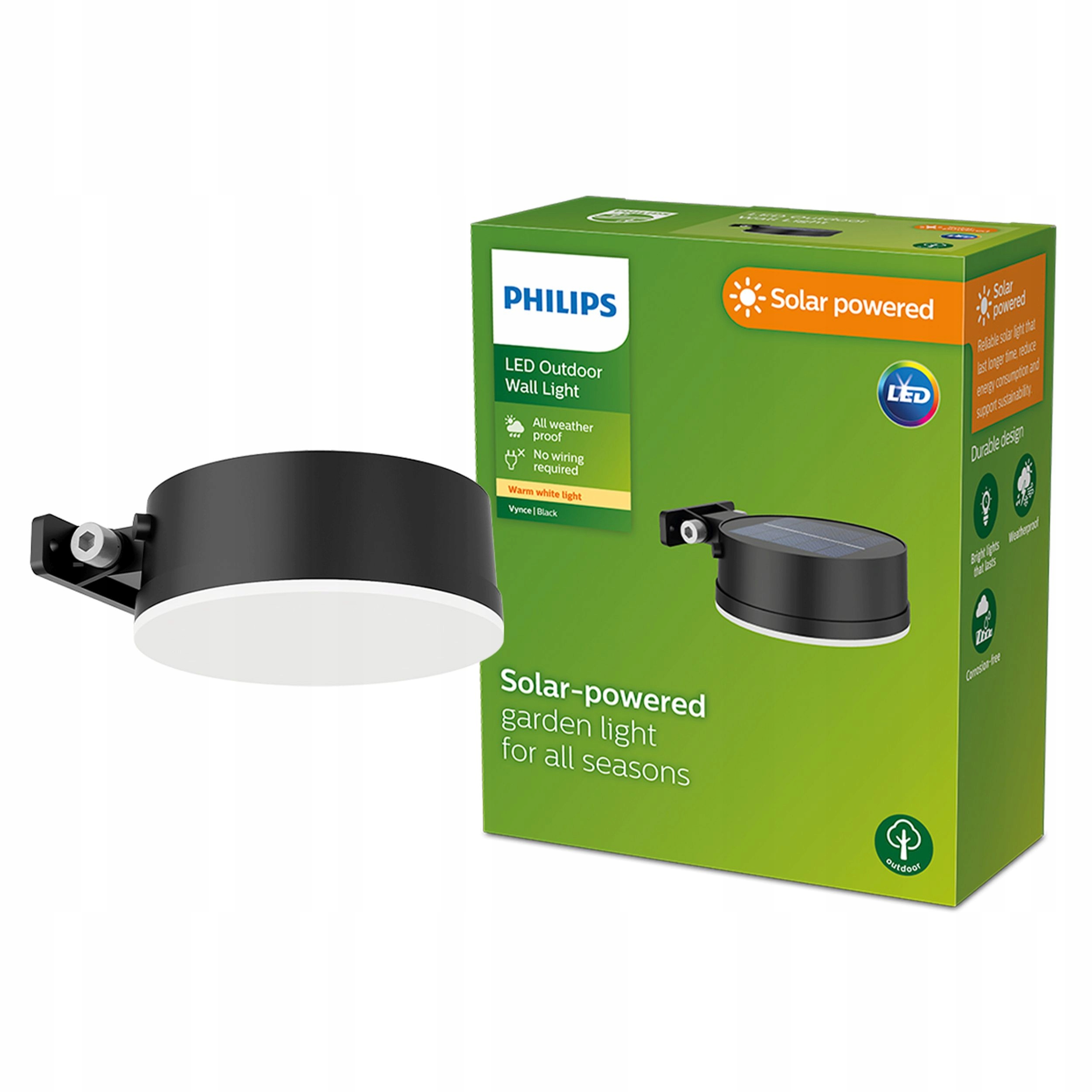 Zahradní Led lampa Solární fasádní svítidlo Vynce 1,5W Senzor Philips