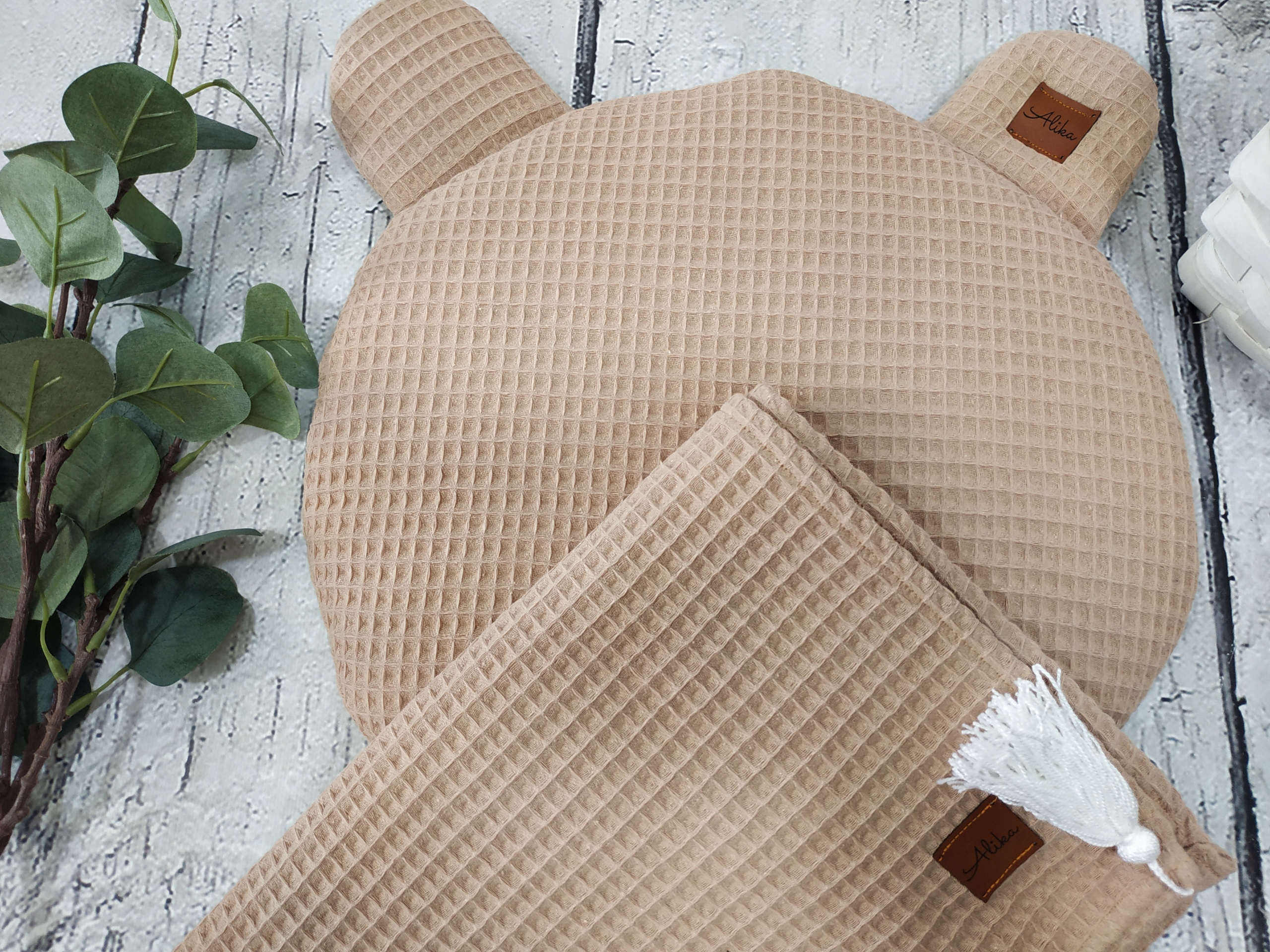 kocyk otulacz wafel + poduszka miś 100% bawełna Szerokość produktu 75 cm