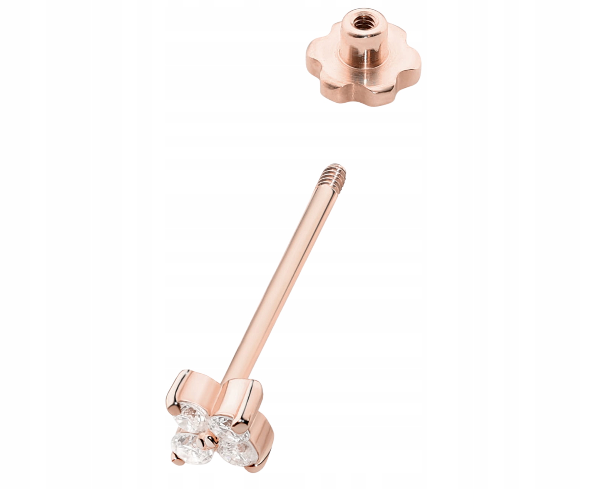 Růžové Zlato Náušnice 1 Kus Šroubovací Tyčinka Ryzost 585 Brilianty