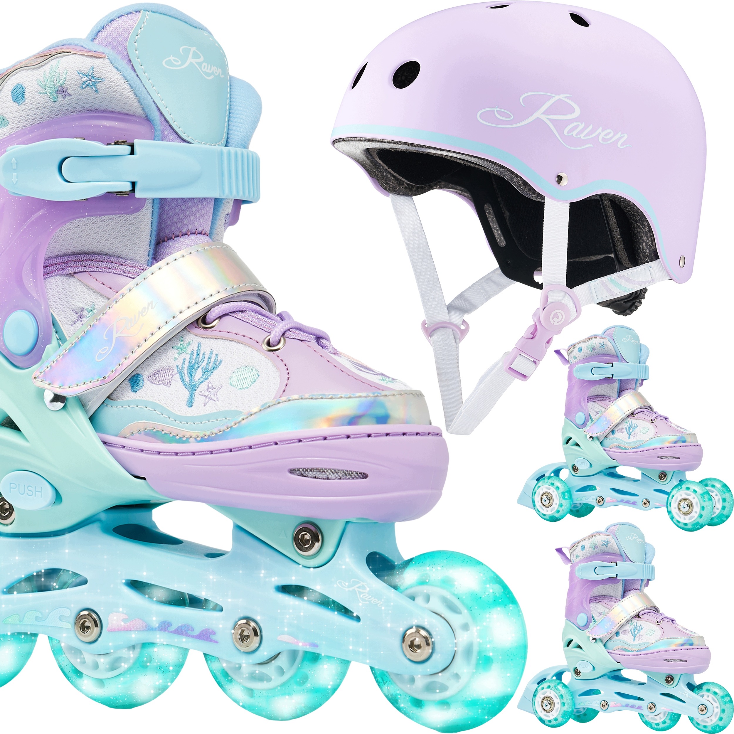Zestaw Raven Rolki 3w1 Isla Violet 27-30 Kask Essto Violet/Mint Xs