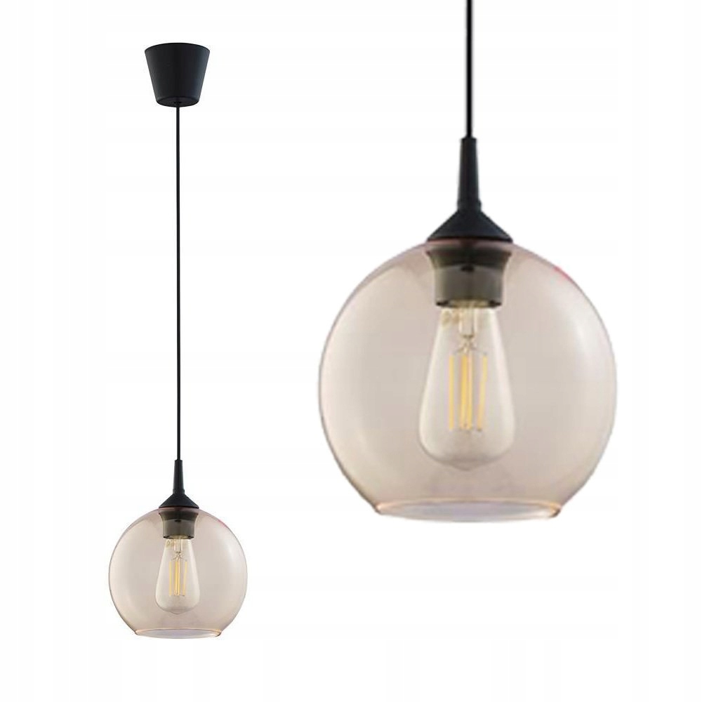 Jantarové skleněné závěsné svítidlo koule převis nad stolem Cubus 6082 Tk Lighting