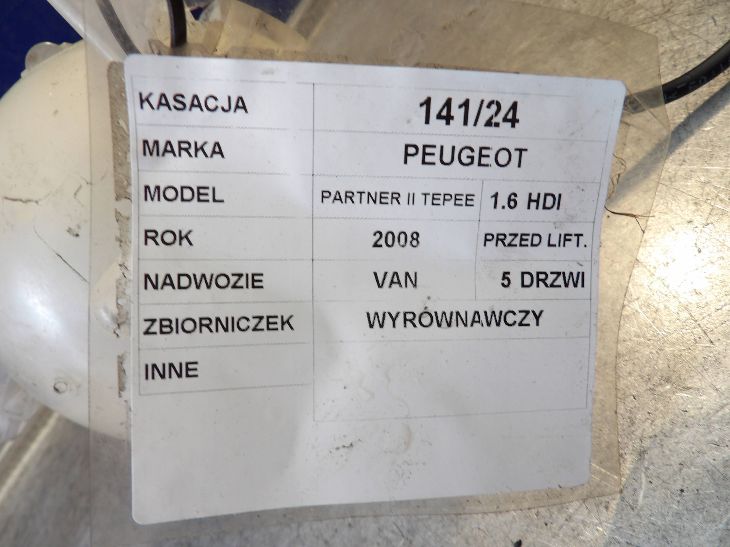 PEUGEOT PARTNER II TEPEE - ekspanziona posuda 9684527680001