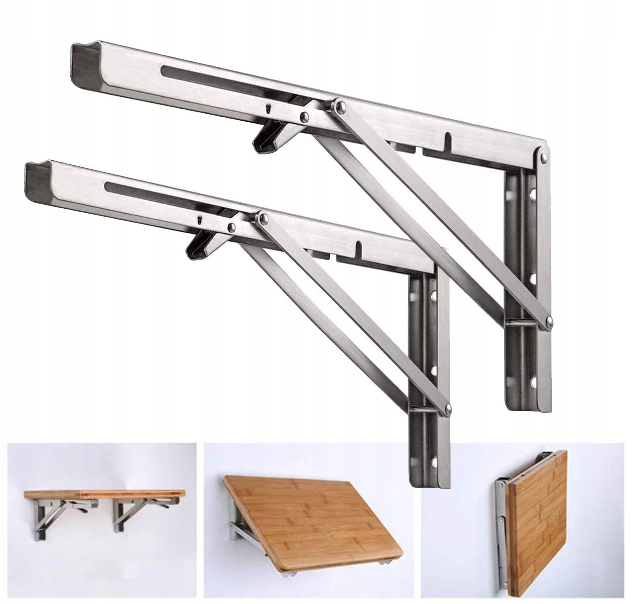 Set 2x Skládací Úhelník Pod Poličku Stůl Deska 350×170 mm do 150 kg