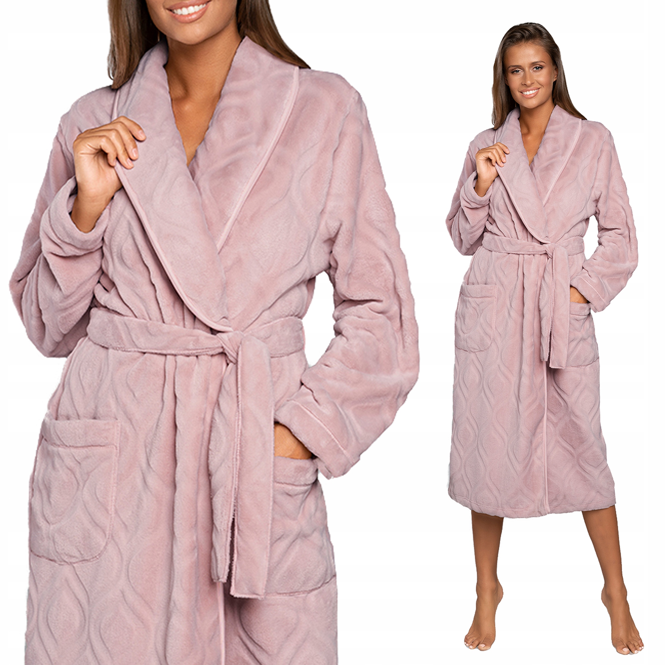 

'morena' Puszysty Szlafrok Damski_ Różowy_ S