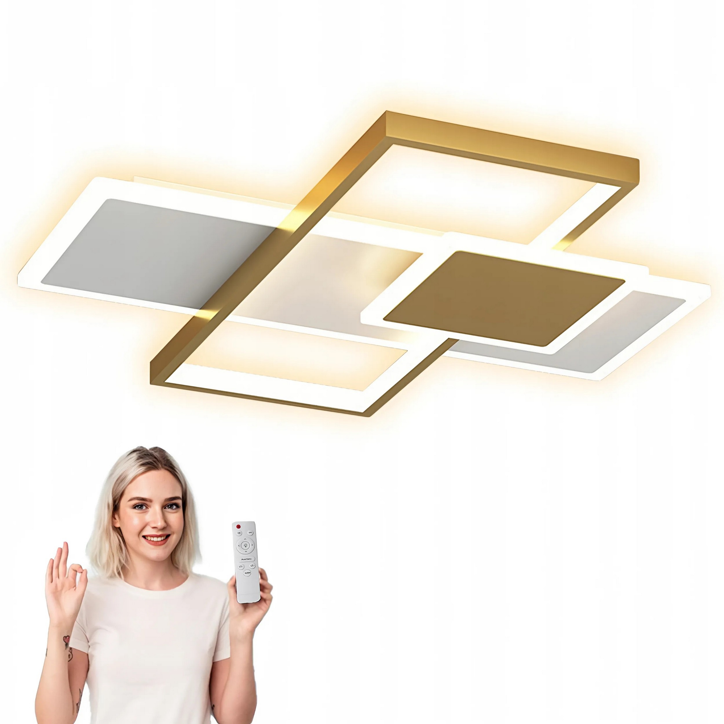 Led Stropné Stropné Svietidlo Golden Loft , Závesný Luster Diaľkový Ovládač 3 Farby