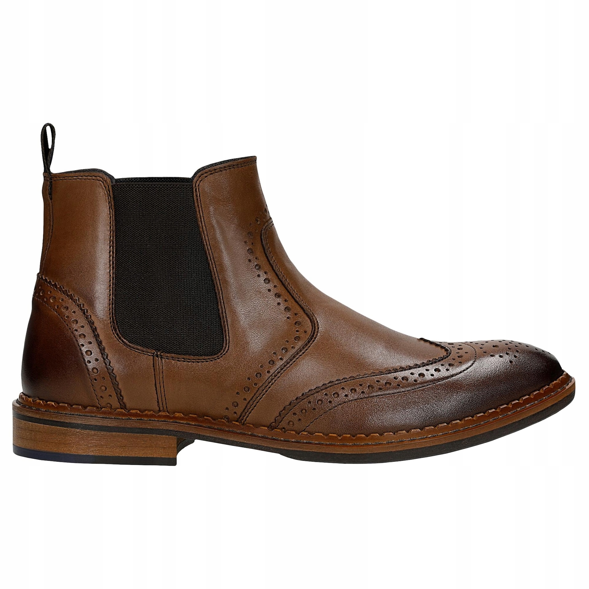 Kotníkové Boty hnědé kožené s ozdobným brogováním Wojas vel. 42