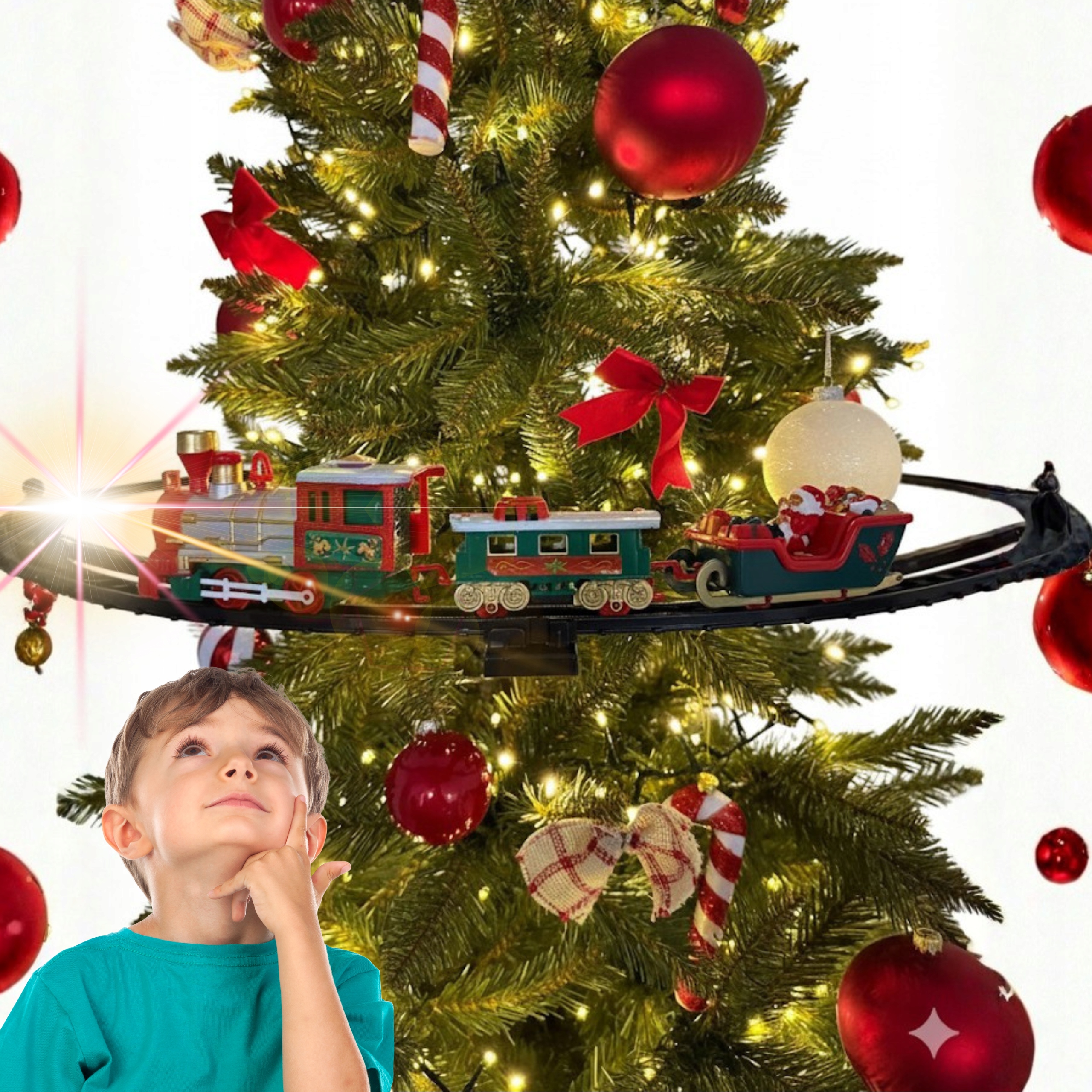Vláček Na Vánoční Stromeček Hračka Pod Stromeček Vánoční Dekorace Vláčková Souprava Lokomotiva!
