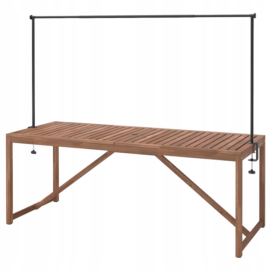 Stół Nammaro z drążkiem dekoracyjnym Ikea drewno akacja 200 x 75 cm
