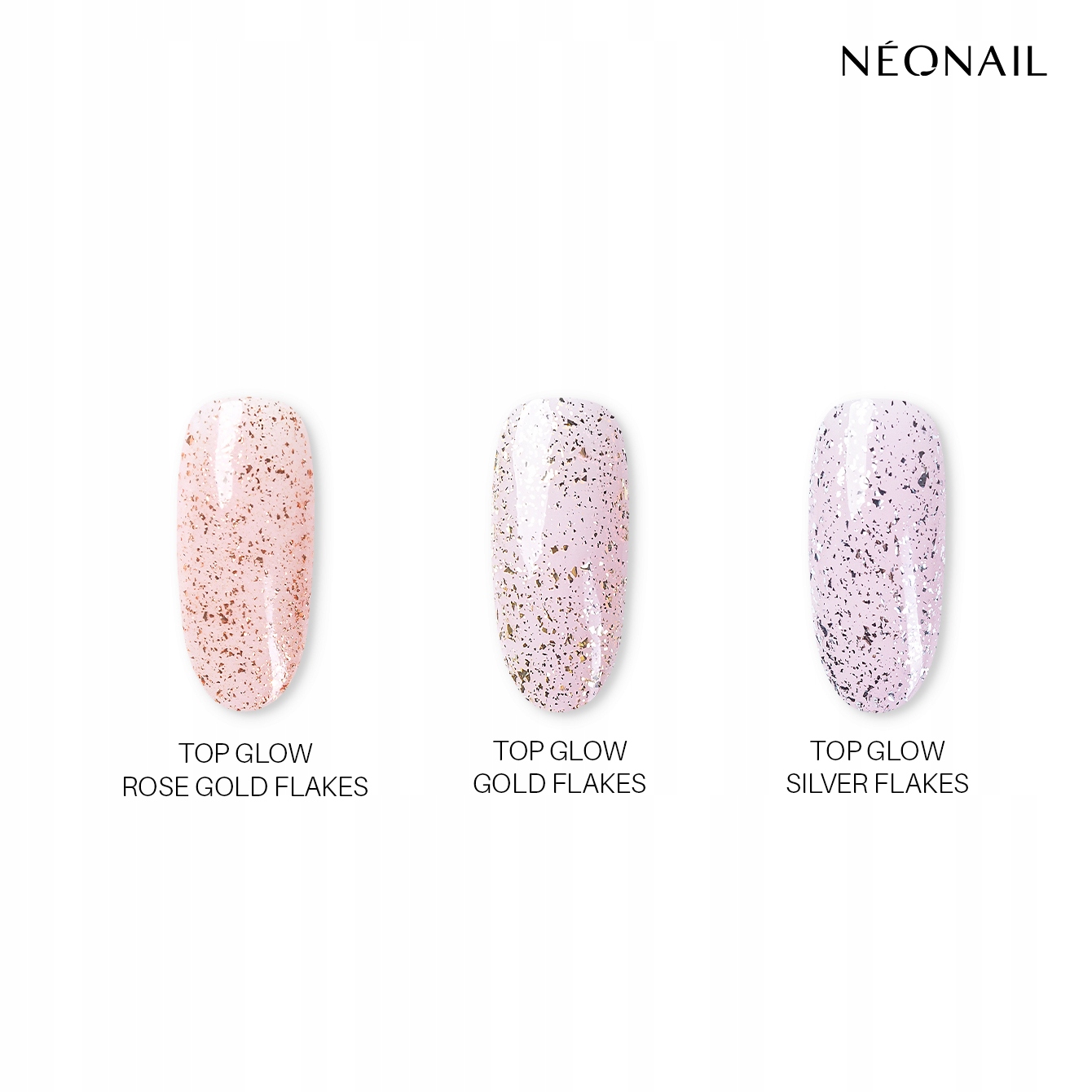 NEONAIL Top Hybrydowy GLOW ROSE GOLD FLAKES 7,2 ml Kolekcja Bazy/Topy