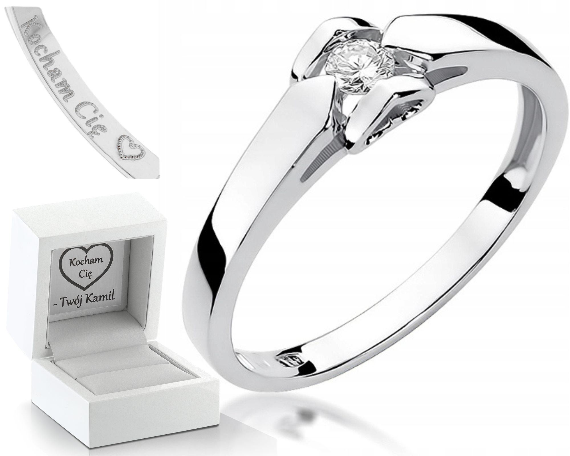 Prstýnek Briliant Bílé Zlato 585 Gravírování Bonus Zlato