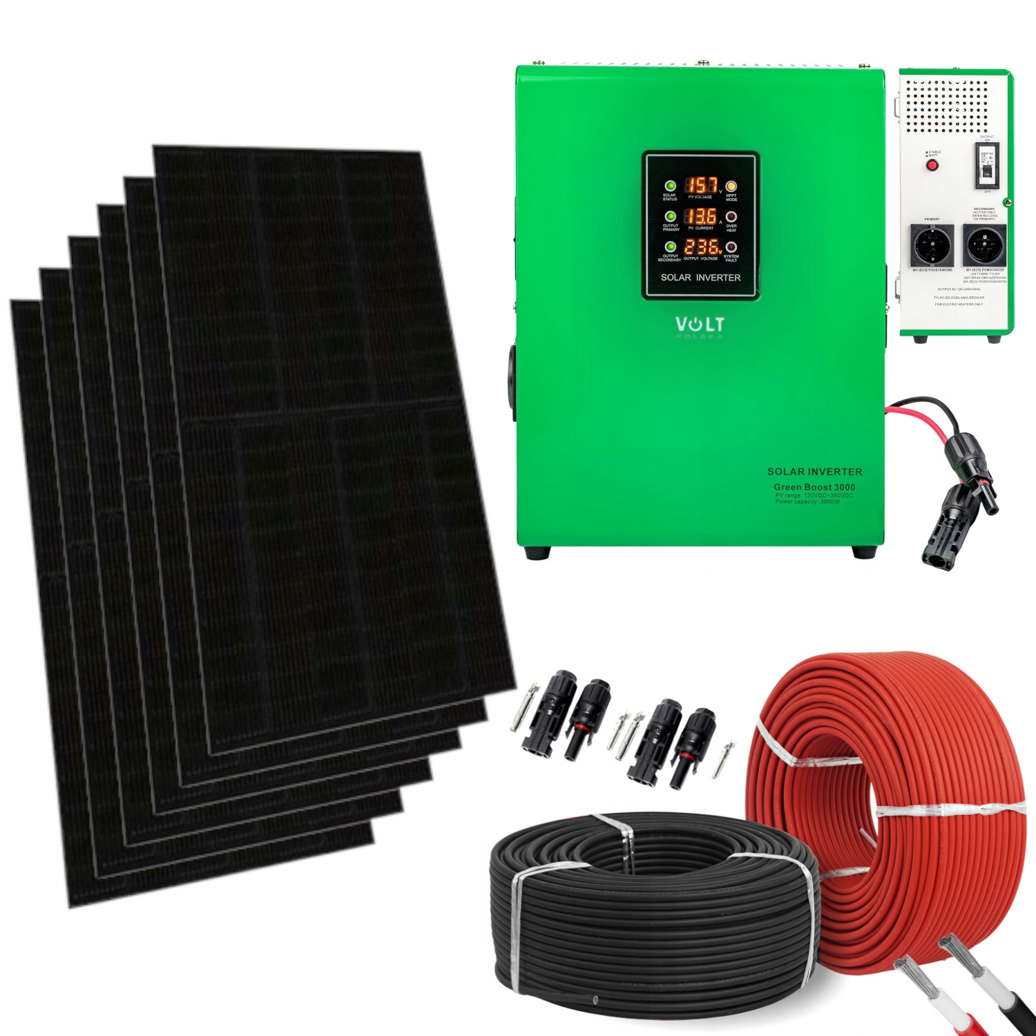 2580W ZESTAW DO GRZANIA WODY W BOJLERACH OFF GRID MPPT BOOST 6X PANEL MONO