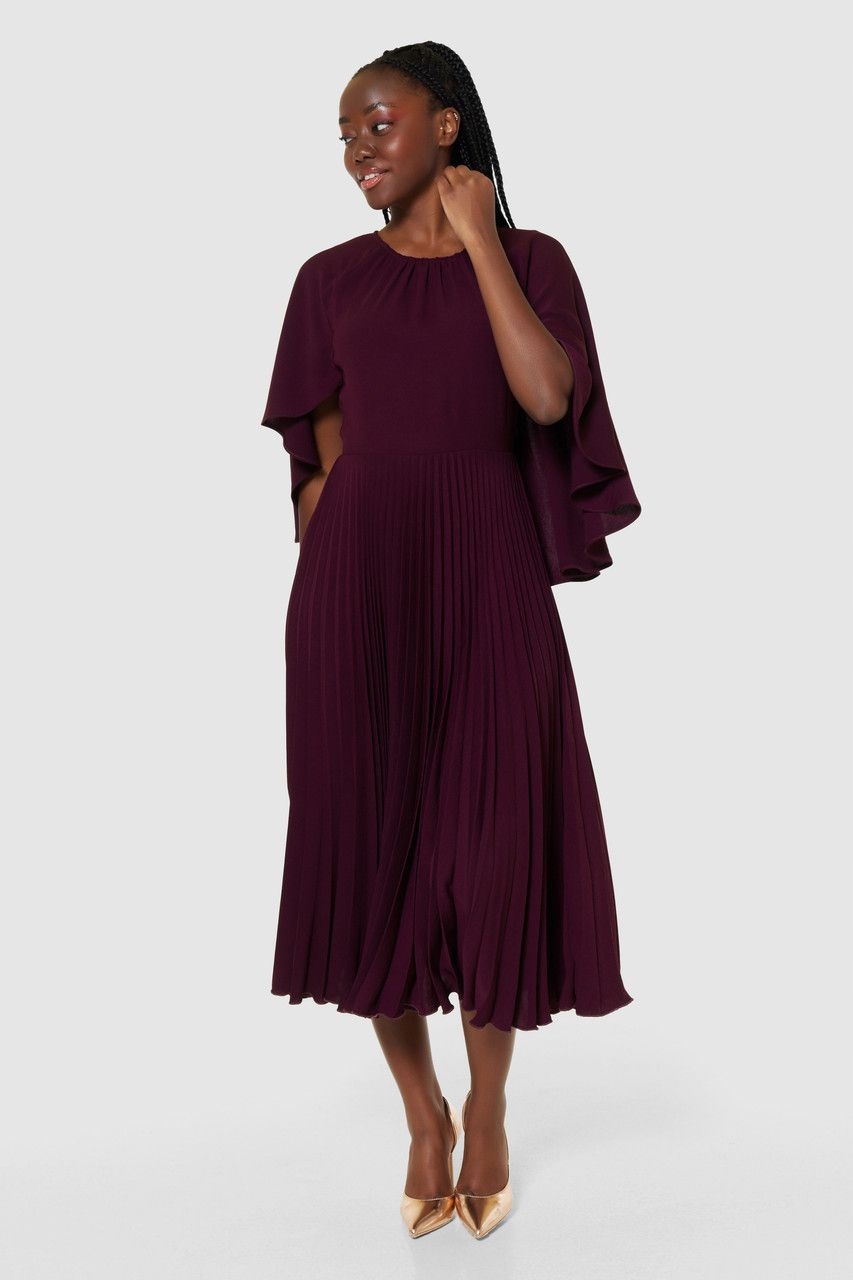 Šaty midi plisovaná v barvě švestky Closet London 46