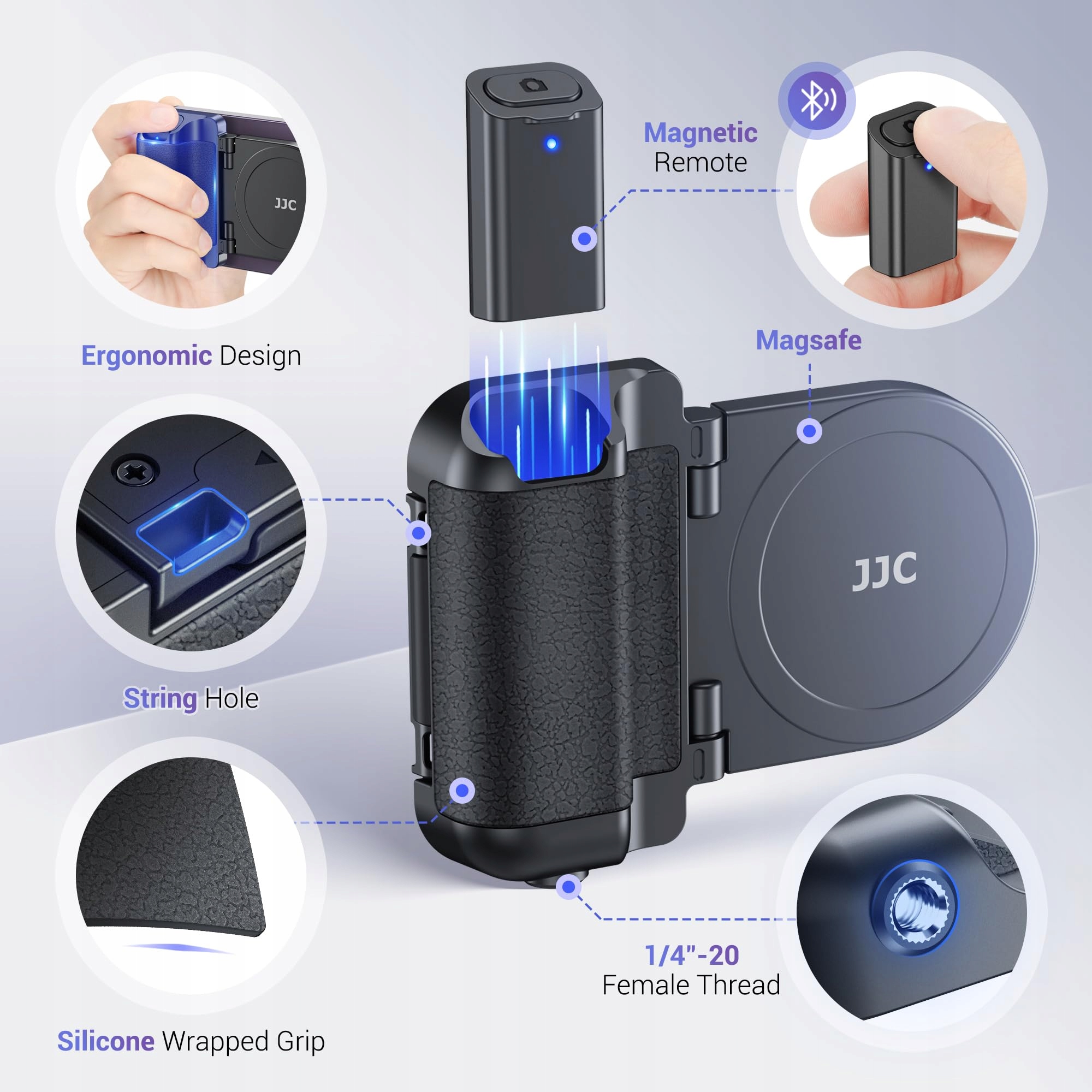 JJC Magnetyczny Uchwyt do Telefonu z Pilotem Bluetooth do iPhone i Android — miniatura 5
