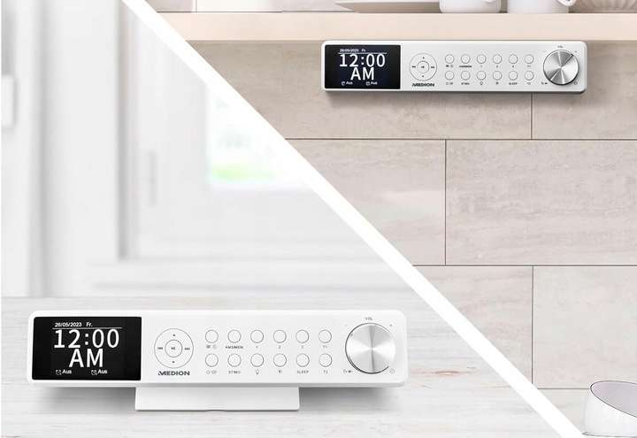 RADIO KUCHENNE CYFROWE PODWIESZANE+PILOT LED DAB+ FM BLUETOOTH TIMER BUDZIK Wysokość produktu 5.4 cm