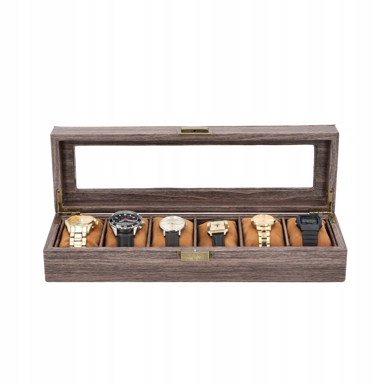 SZKATUŁKA NA ZEGARKI ETUI ORGANIZER PUDEŁKO EKSPOZYTOR NA PREZENT 6 szt G42 Kod producenta Korbi ETUI NA ZEGARKI 6SZT BRĄZOWE G42