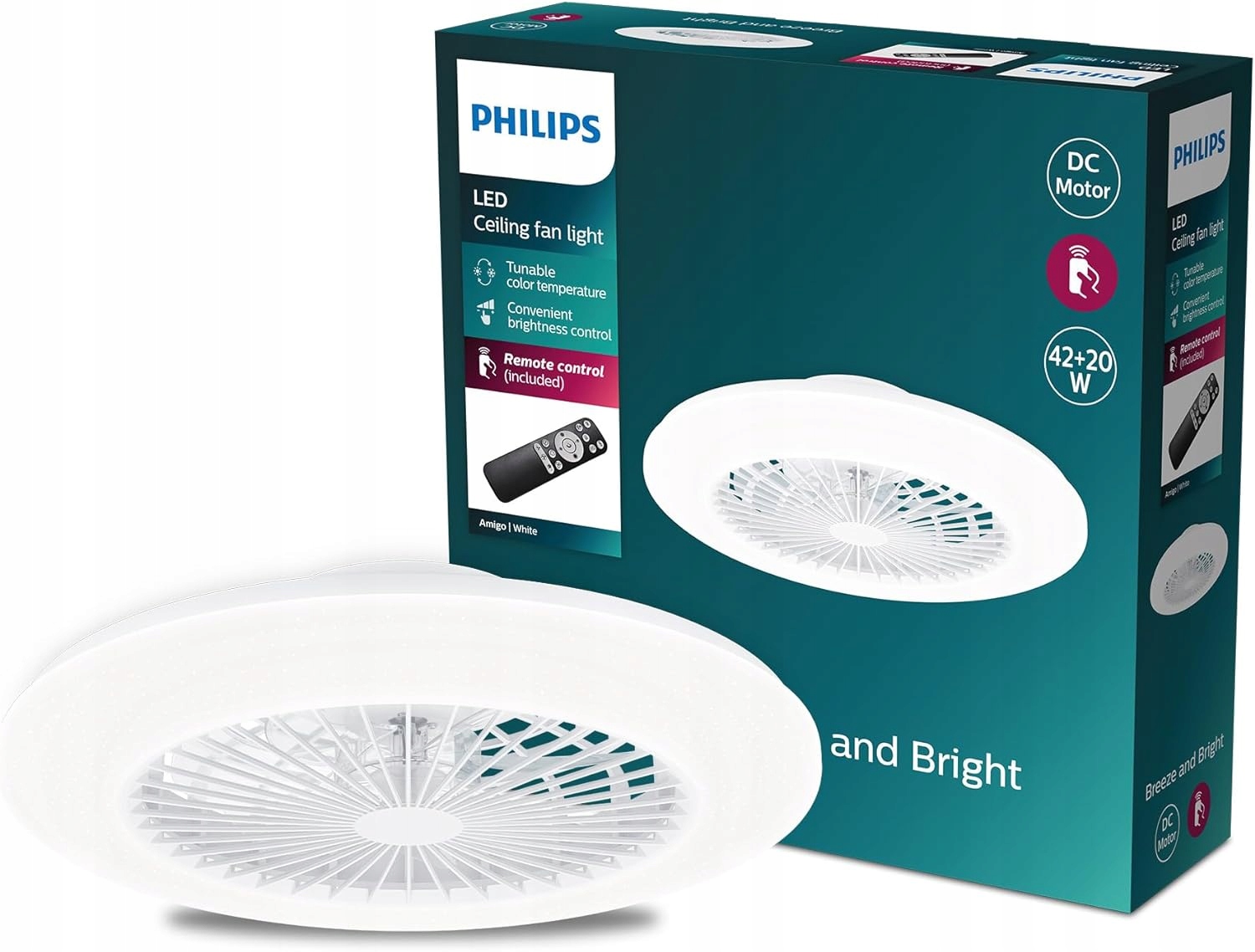 Stropný ventilátor Philips Amigo biely