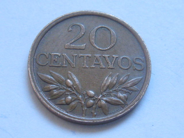 nr2012 Portugalia Moneta 20 Centavos 1970
