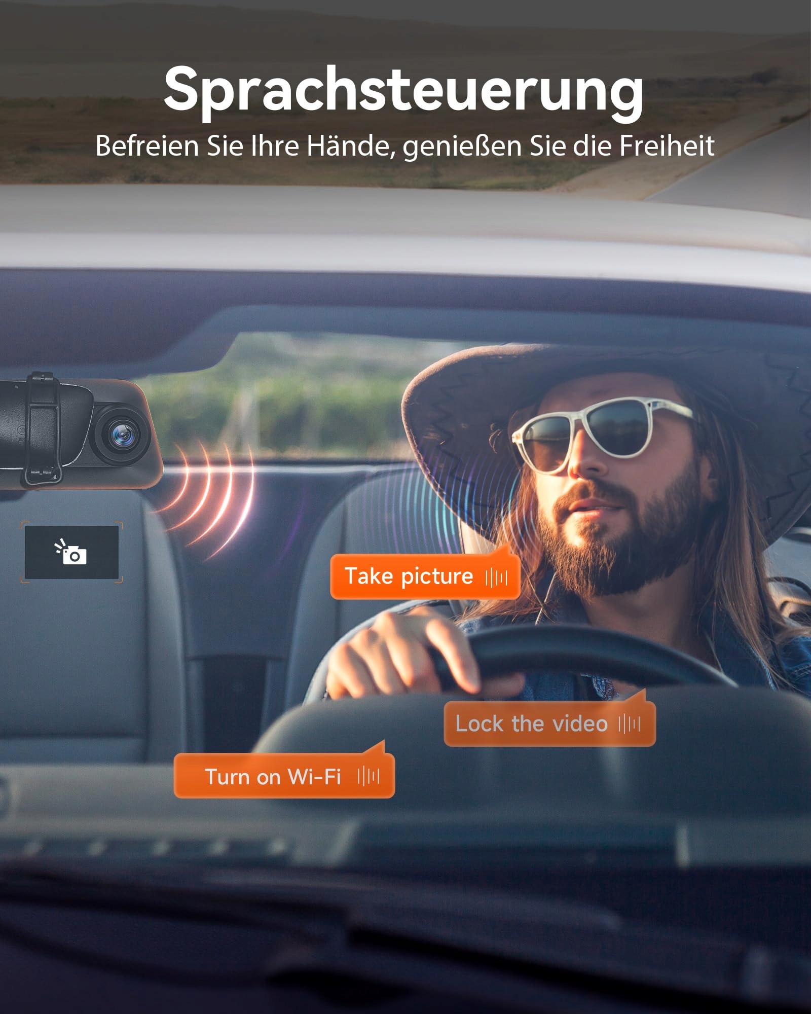 WOLFBOX 12'' G850 Kamera Samochodowa 4K WiFi Sterowanie Głosowe GPS 64GB — miniatura 4