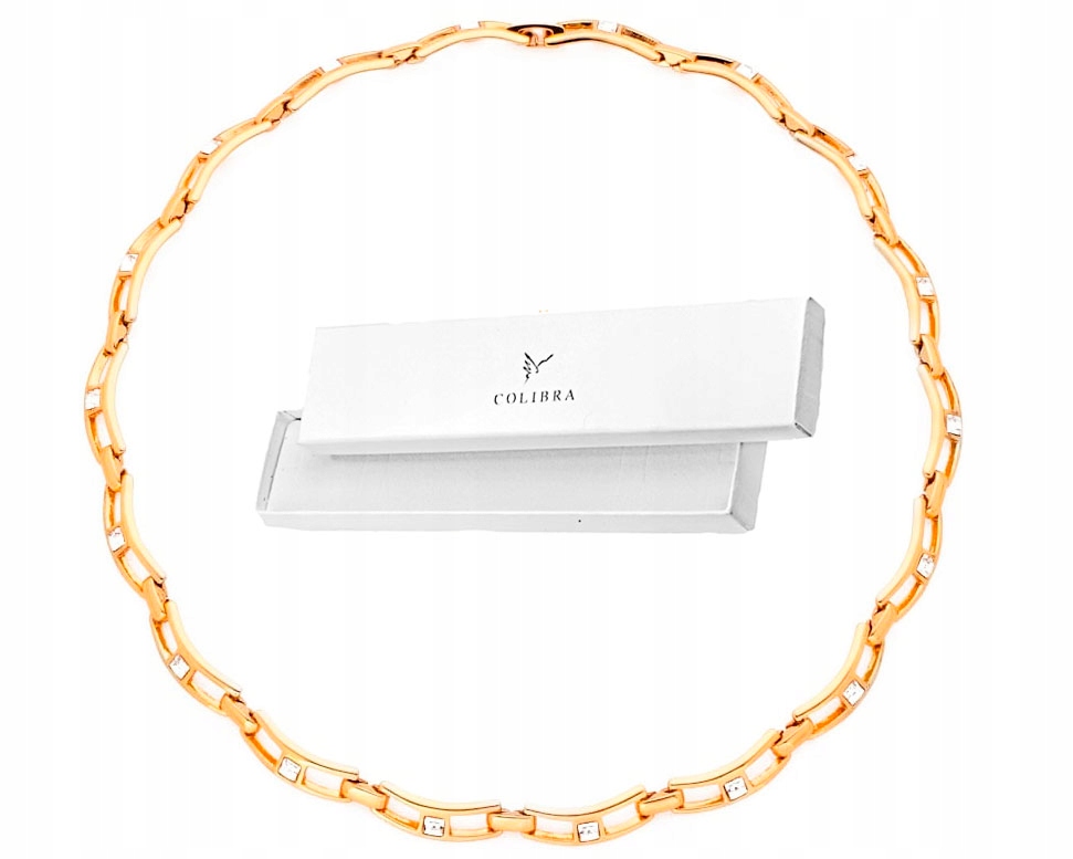 Zlatá Kolie s zirkony Náhrdelník Choker Elegantní jako Dárek Colibra