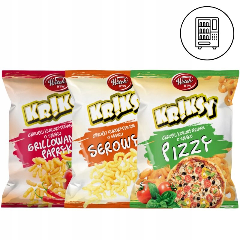 Chrupki Kriksy MIX 3 smaków 18g x 120 szt. do automatów vendingowych