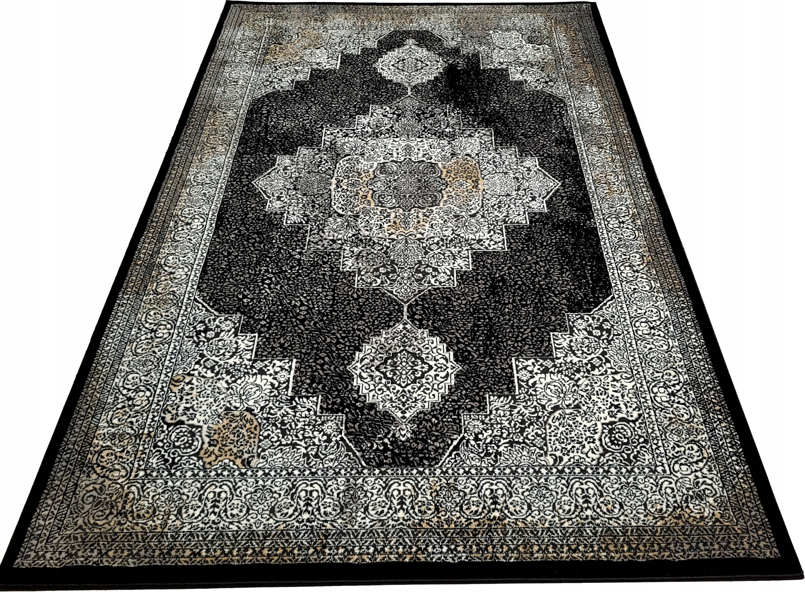 Tradycyjny tkany dywan Turecki Vintage Glamour 160x230 Premium Klasyk Black
