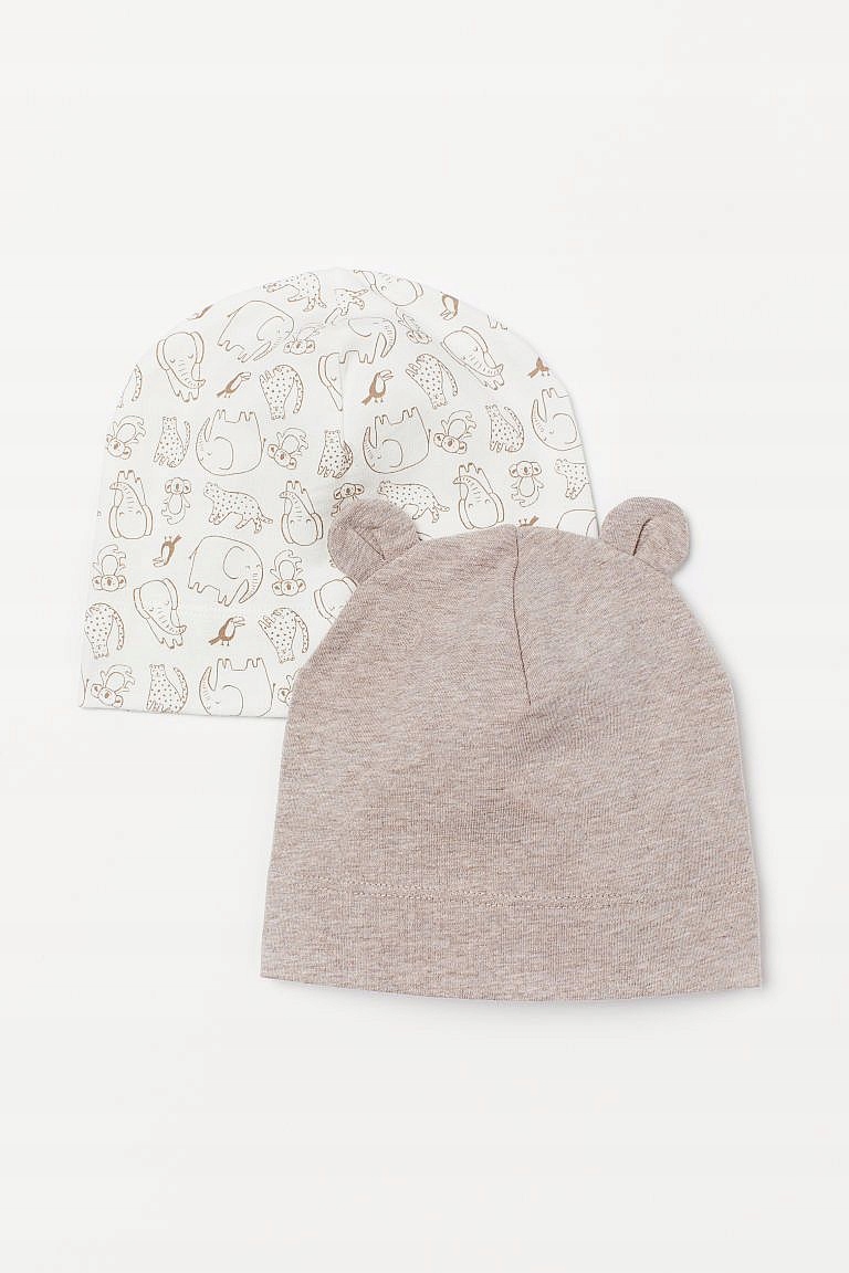

Nowe H&m 2pac czapka bawełna Zwierzaki 86/92