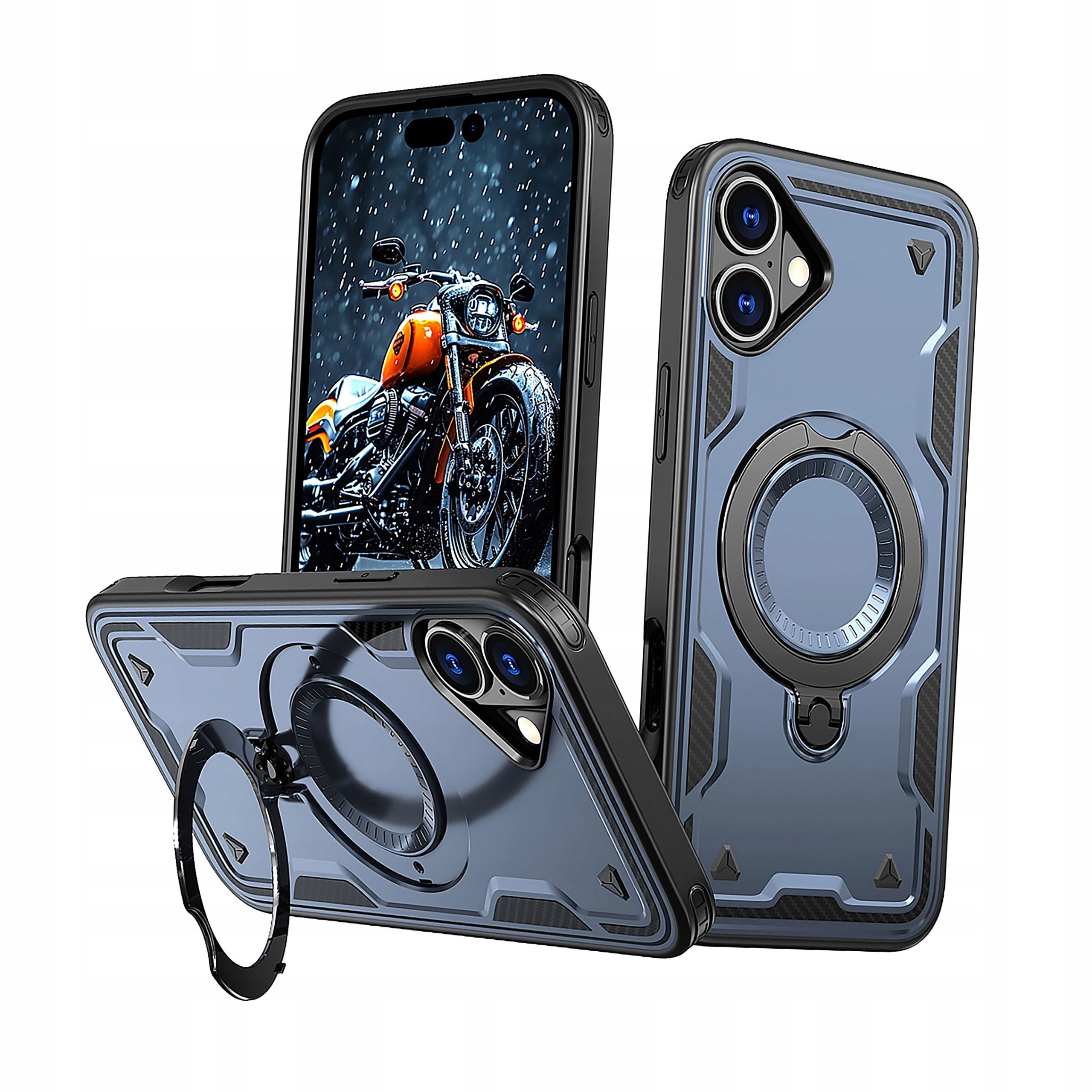 Plecki Etui Hybrid Armor Trendy z MagSafe do iPhone 16 niebieskie