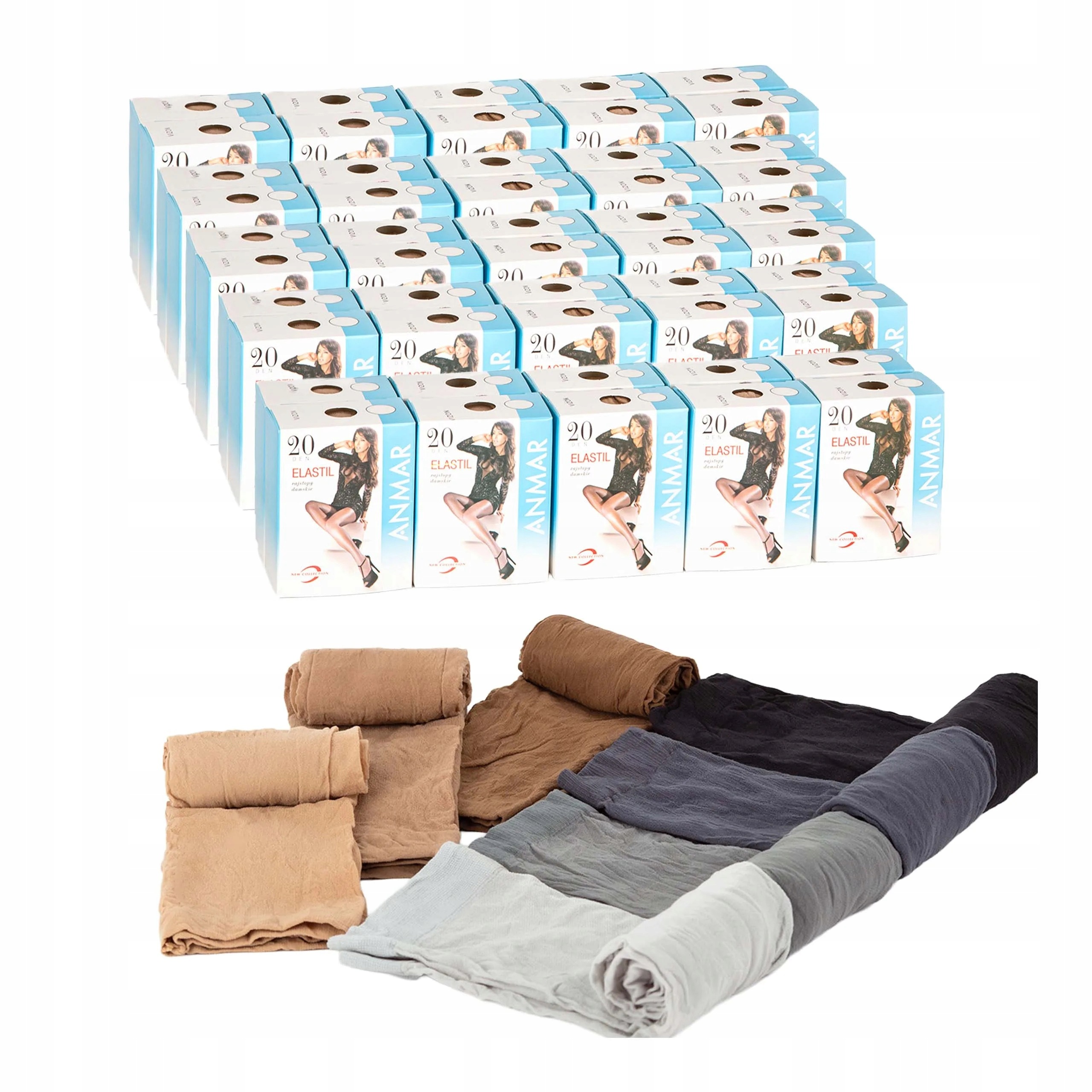 Multipack 50 ks punčocháče 20 Den velké velikosti Anmar Elastil 4-XL Safari