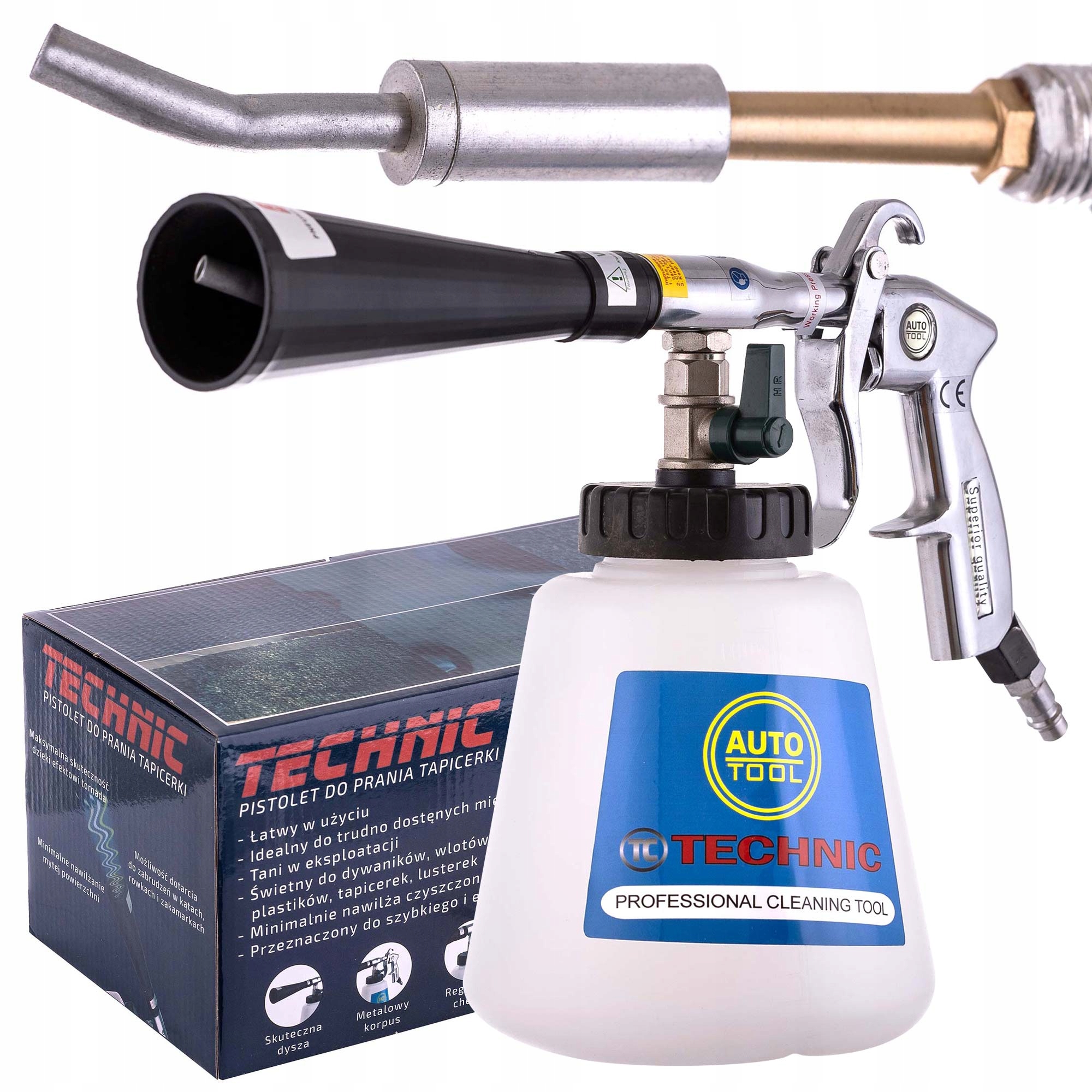 Pneumatická pistole na čištění čalounění, kovová tryska