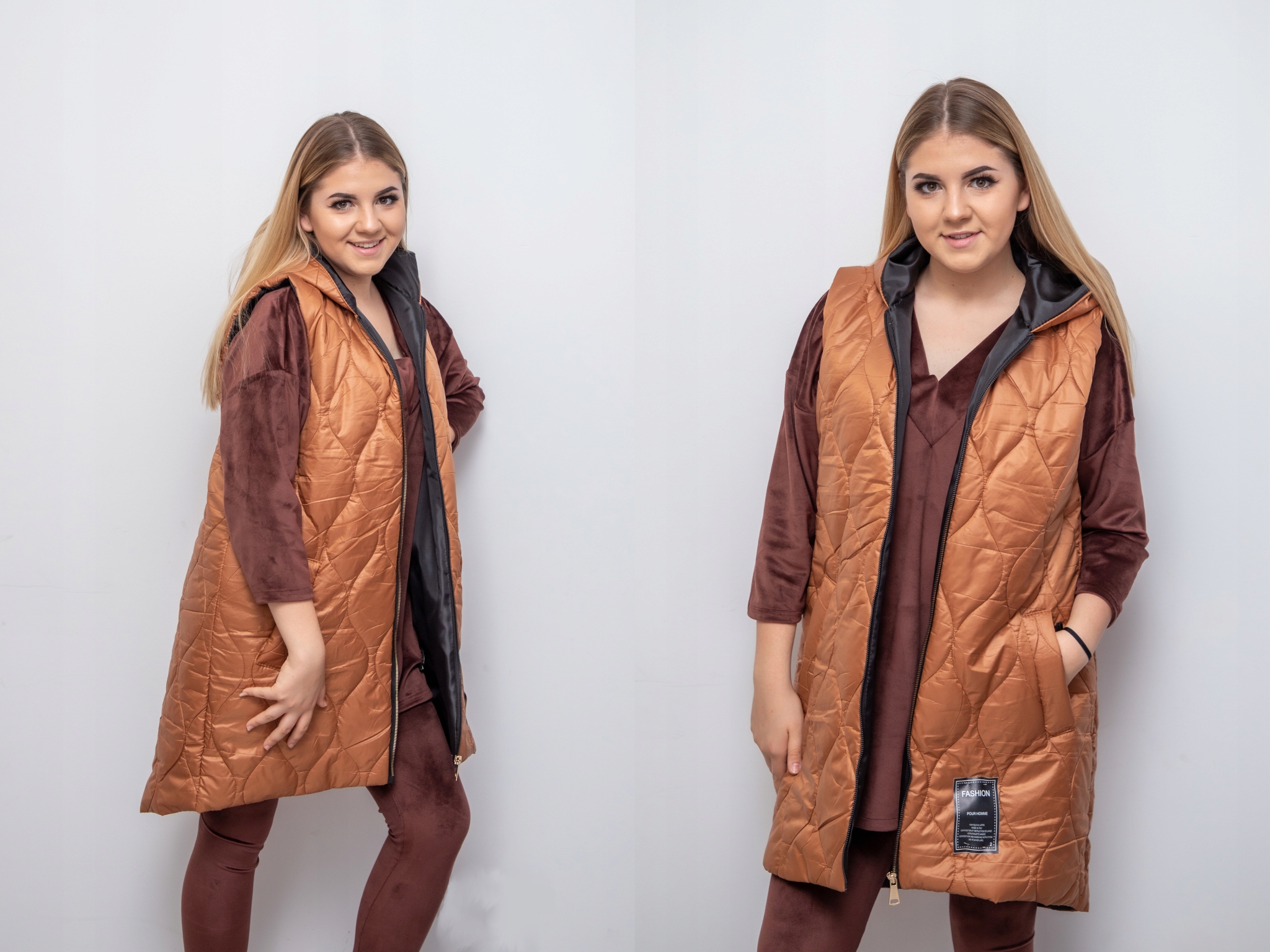 KAMIZELKA DAMSKA DŁUGA PIKOWANA BEZRĘKAWNIK L/XL Rozmiar L/XL