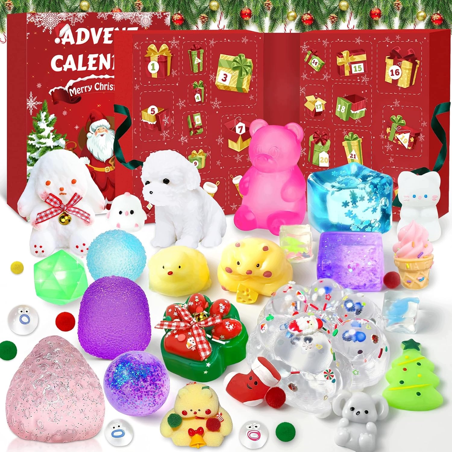 Адвент-календарь Squishies, 24 мялки-антистресс: пельмешки и булочки