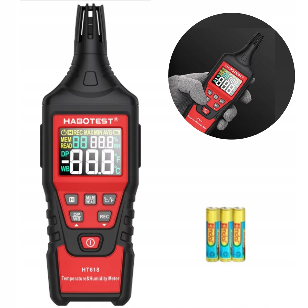 Termohygrometr Digitální měřič teploty a vlhkosti HT618 Habotest