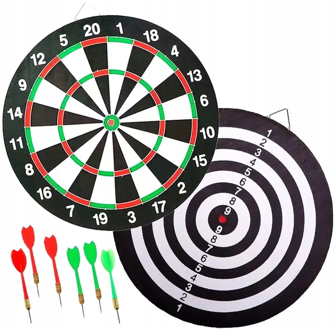 DART TARCZA GRA W RZUTKI ZRĘCZNOŚCIOWA DWUSTRONNA DREWNIANA 30 CM