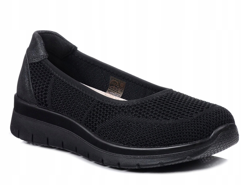 Baleriny damskie na platformie przewiewne skórzana wkładka News 7656 39